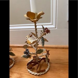 Pair of iron Anthropologie candlestick holders